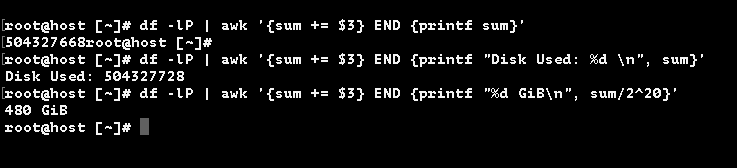Screenshot df -lp | awk