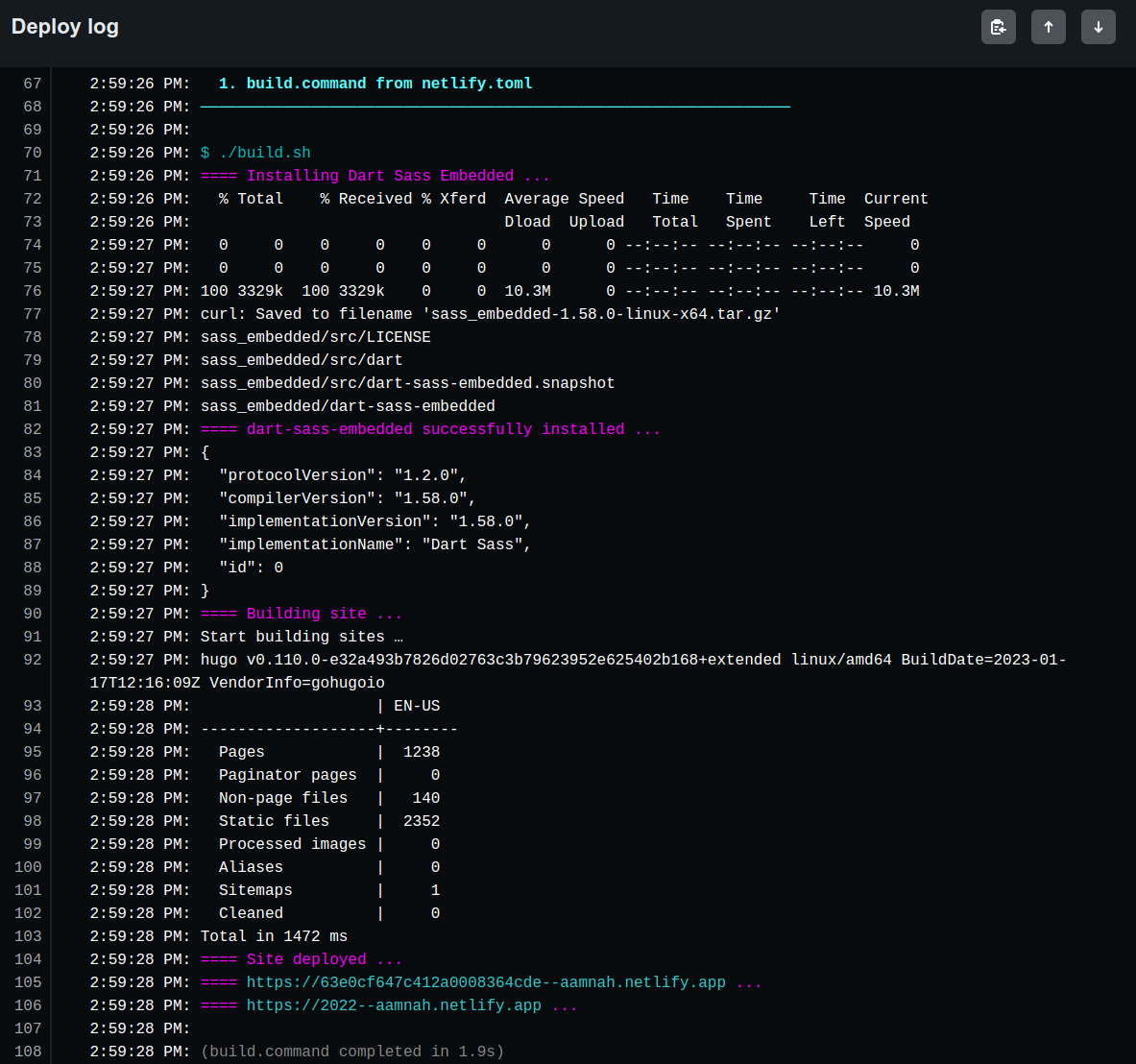 improved netlify build logs