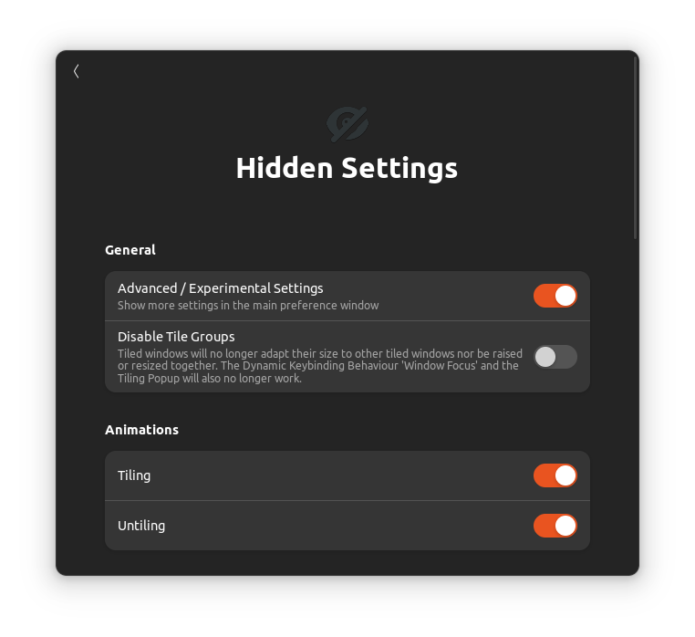 Tiling Assistant hidden settings