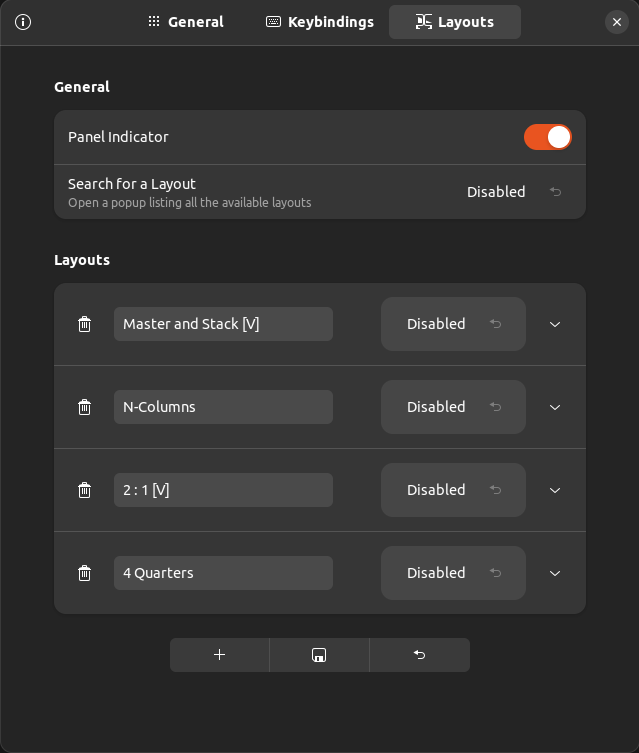 Tiling Assistant layouts settings