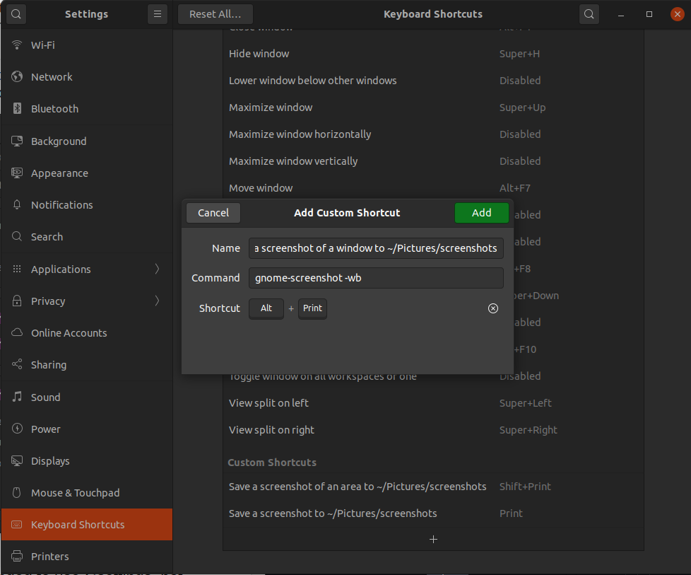 Adding keyboard shortcuts