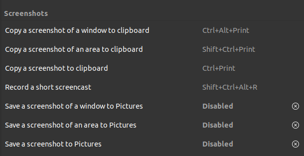 Screenshot related shortcuts